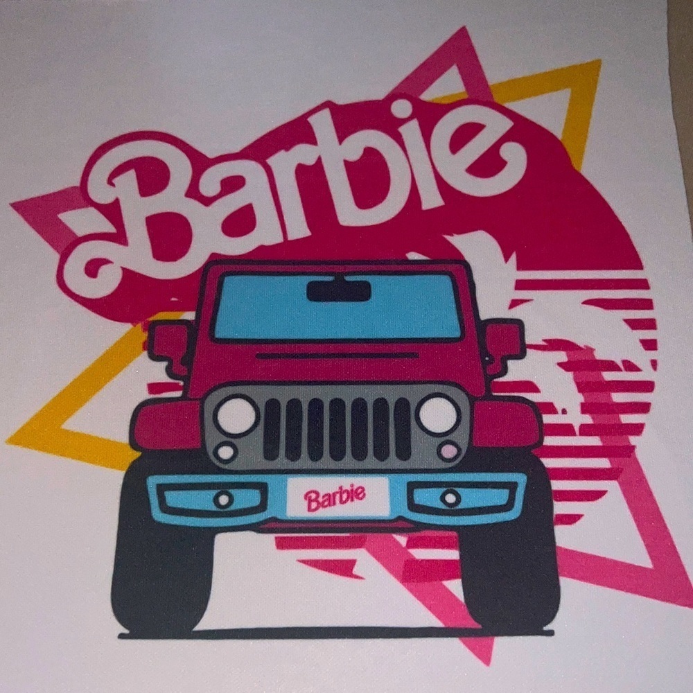 BARBIE Jeep-Sublimation Shirt Transfer Large 10”